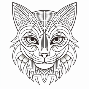 Exotic Egyptian Cat Head Coloring Pages 2