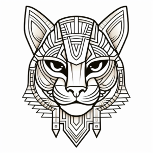 Exotic Egyptian Cat Head Coloring Pages 3