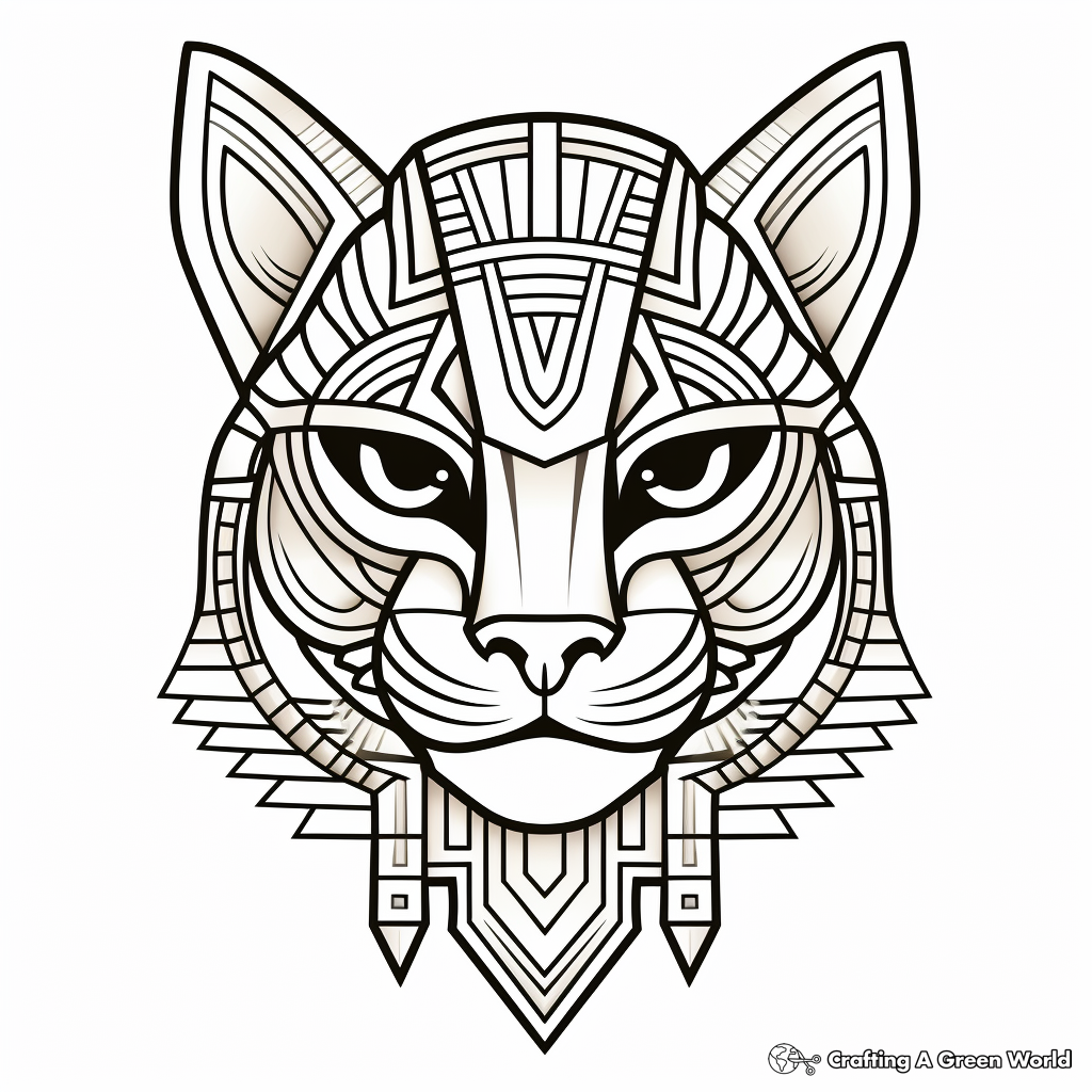 Exotic Egyptian Cat Head Coloring Pages 3