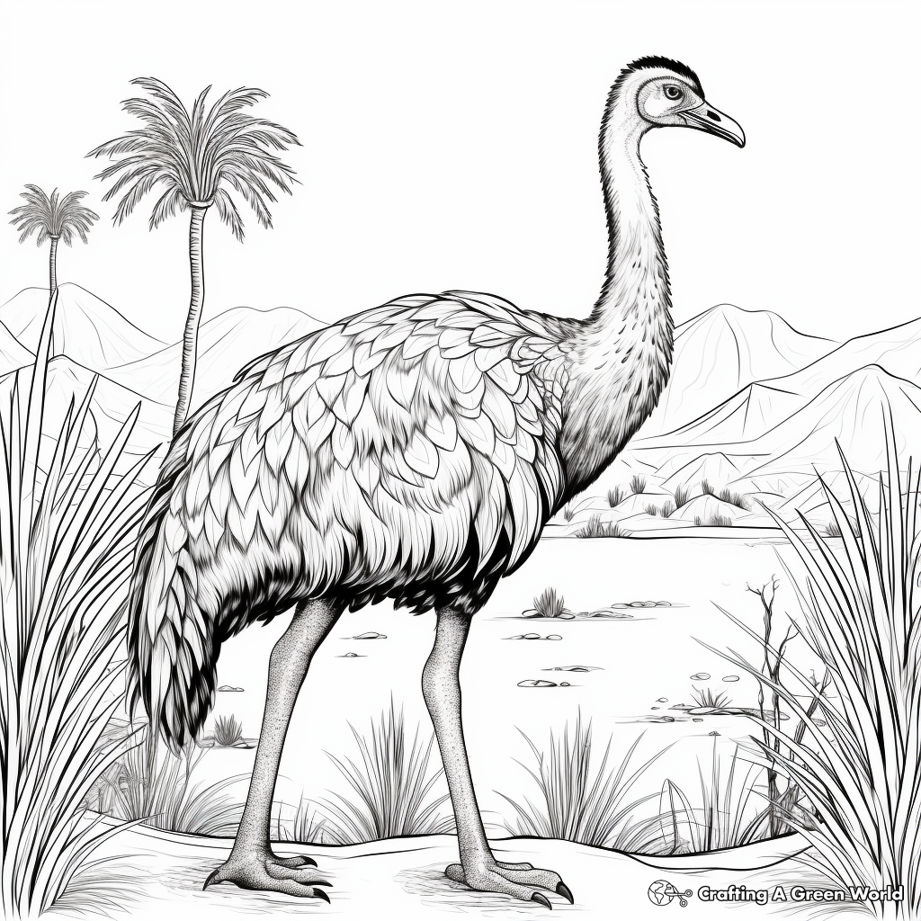 Exotic Emu Coloring Pages for Preschoolers 1