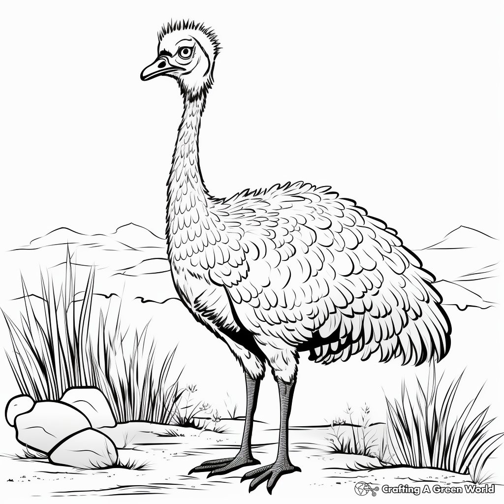 Exotic Emu Coloring Pages for Preschoolers 2