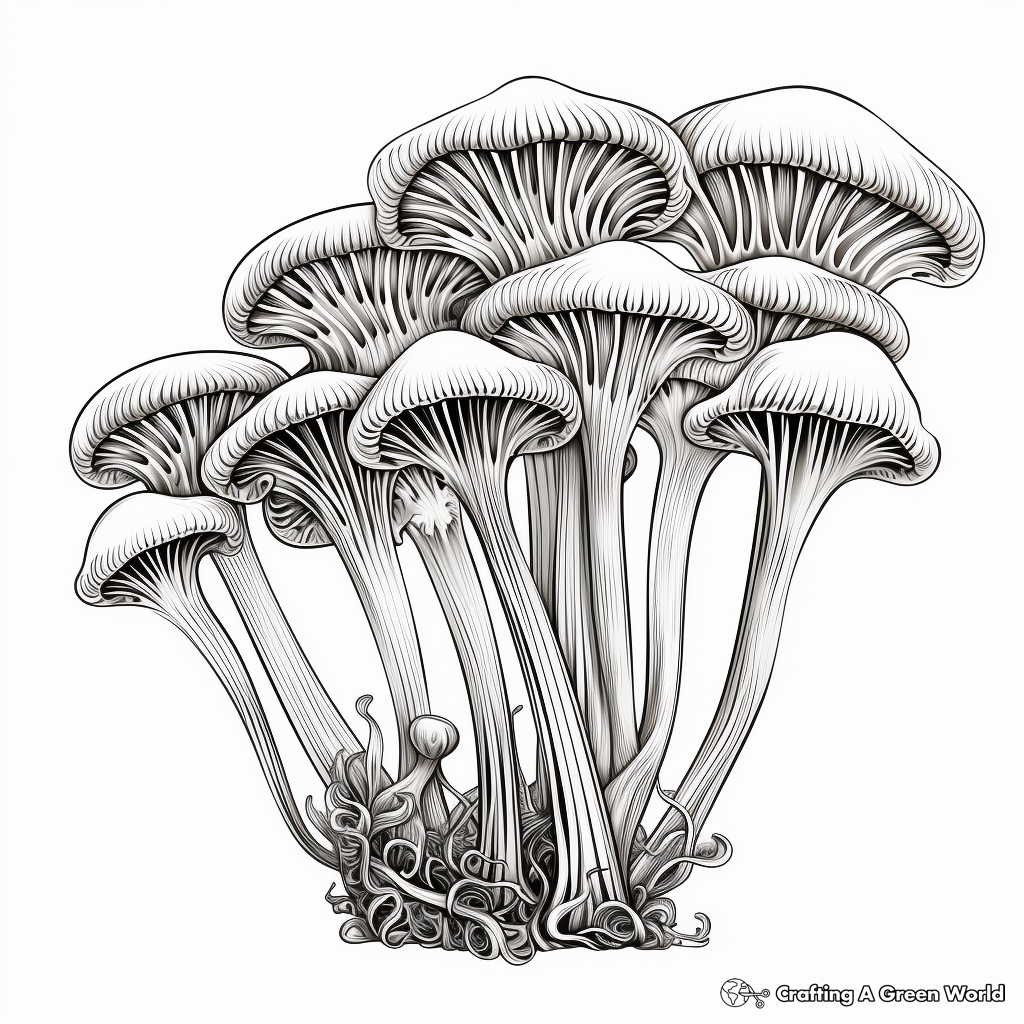 Exotic Enoki Mushroom Coloring Pages 1