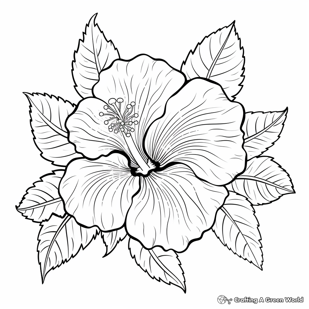Exotic Hibiscus Flower Coloring Pages 4