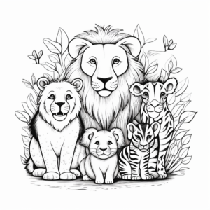Exotic Jungle Animal Families Coloring Pages 3