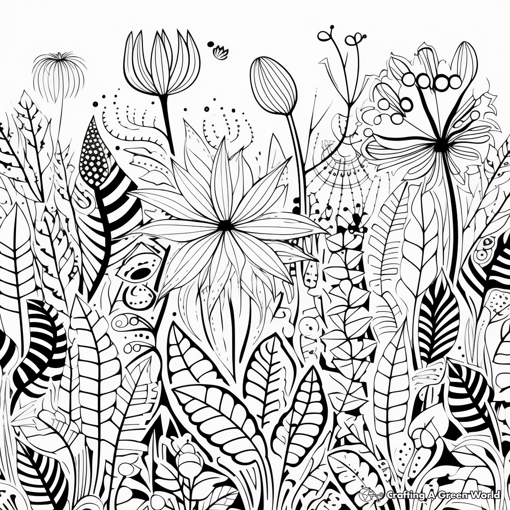 Exotic Jungle Plant Coloring Pages 1