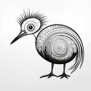 Exotic Kiwi Bird Coloring Pages for Artists 2