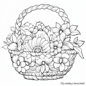 Exotic Lotus Flower Basket Coloring Sheets 1