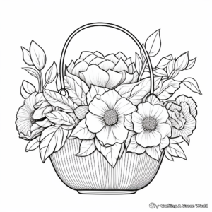 Exotic Lotus Flower Basket Coloring Sheets 4