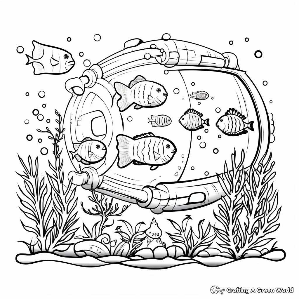 Exotic Marine Life Aquarium Coloring Pages for Adults 1