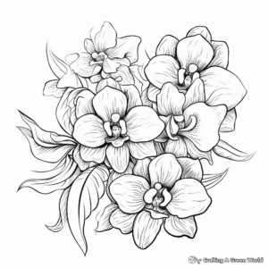 Exotic Orchids Drawing Coloring Pages 1