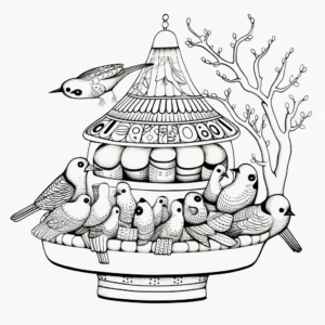 Exotic Oriental Bird Feeder Coloring Pages 1