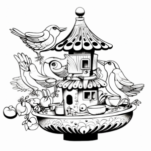 Exotic Oriental Bird Feeder Coloring Pages 3