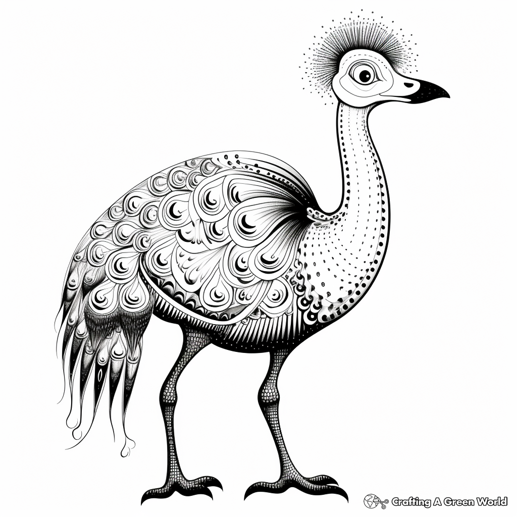 Exotic Ostrich Coloring Pages 1