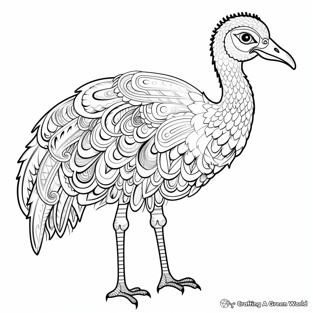 Exotic Ostrich Coloring Pages 2