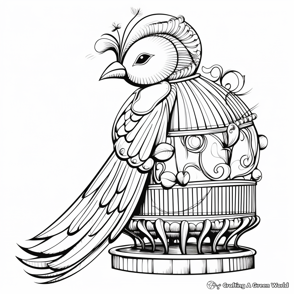 Exotic Parrot in Bird Cage Coloring Pages 3