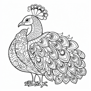 Exotic Peacock Coloring Pages for Therapeutic Art 2