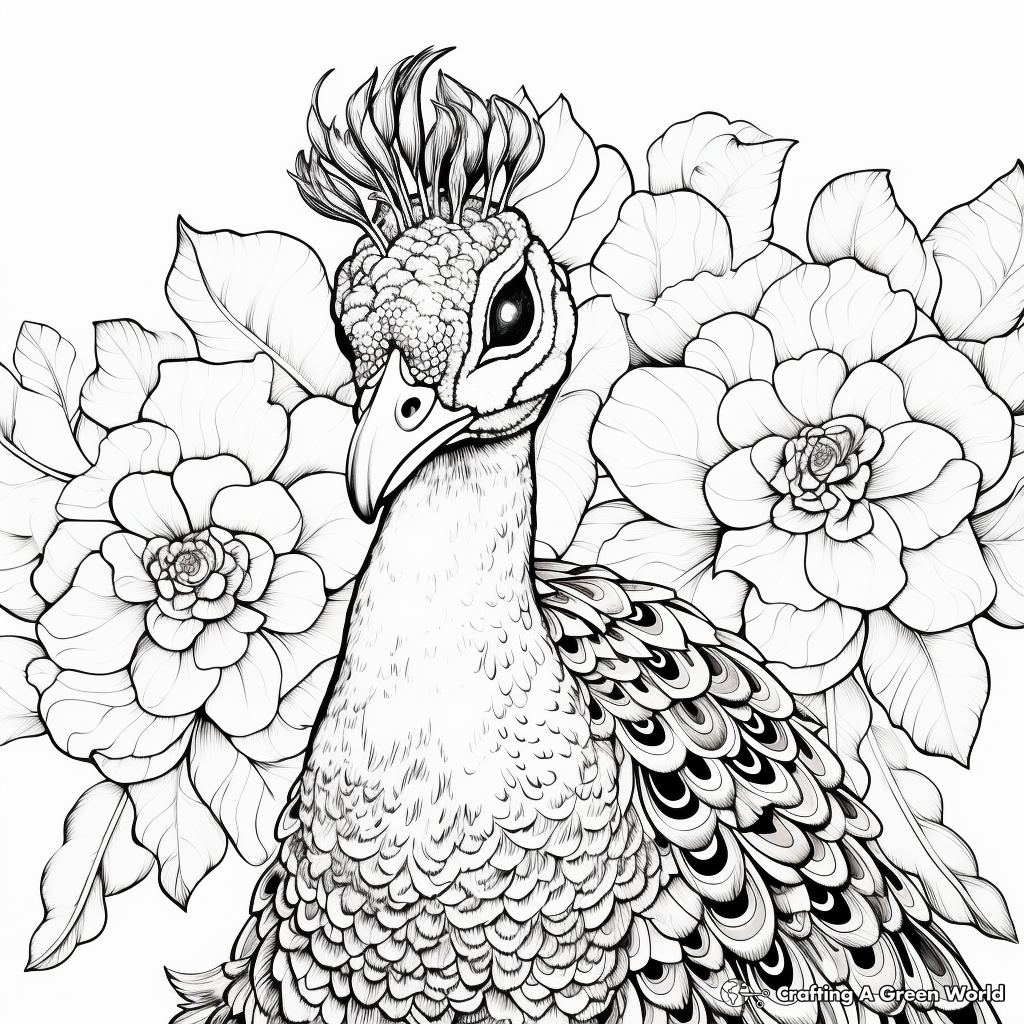 Exotic Peacock Coloring Pages for Therapeutic Art 4