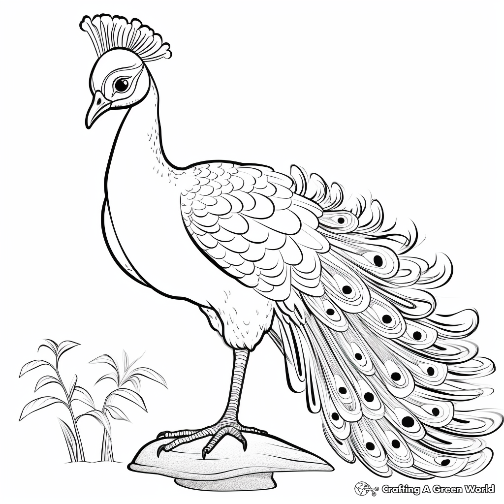 Exotic Peacock on Perch Coloring Pages 1