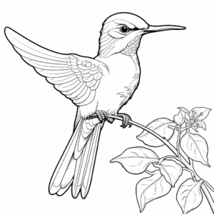 Exotic Purple-Throated Carib Hummingbird Coloring Pages 2