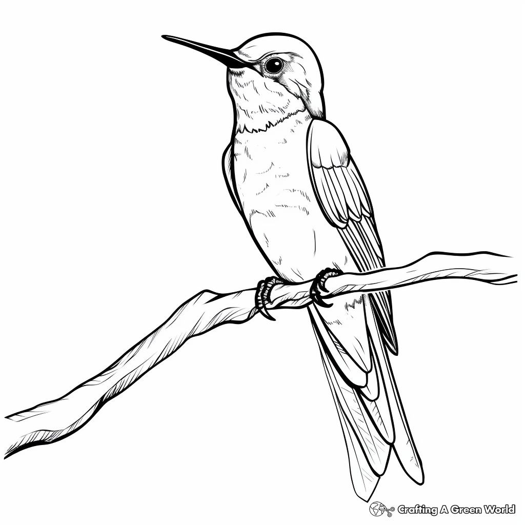 Exotic Purple-Throated Carib Hummingbird Coloring Pages 3