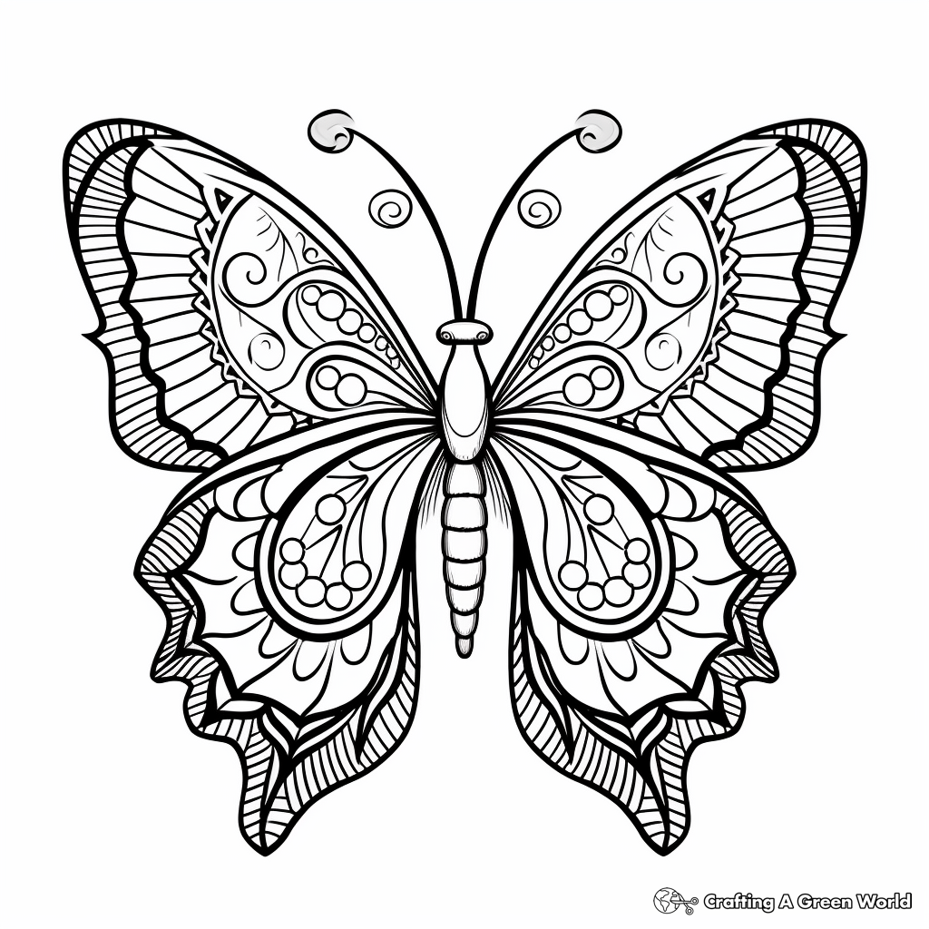 Exotic Queen Alexandra's Birdwing Butterfly Mandala Pages 1