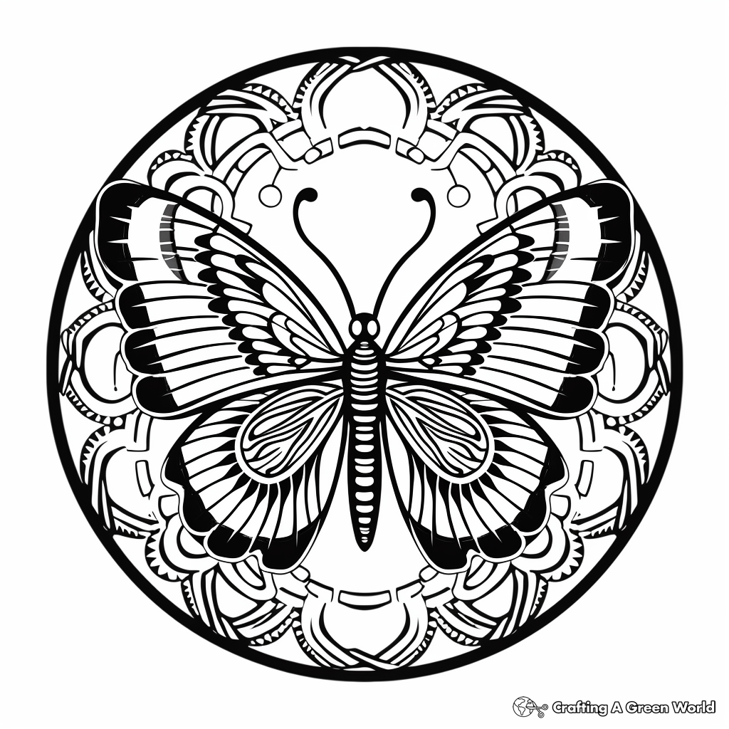 Exotic Queen Alexandra's Birdwing Butterfly Mandala Pages 2