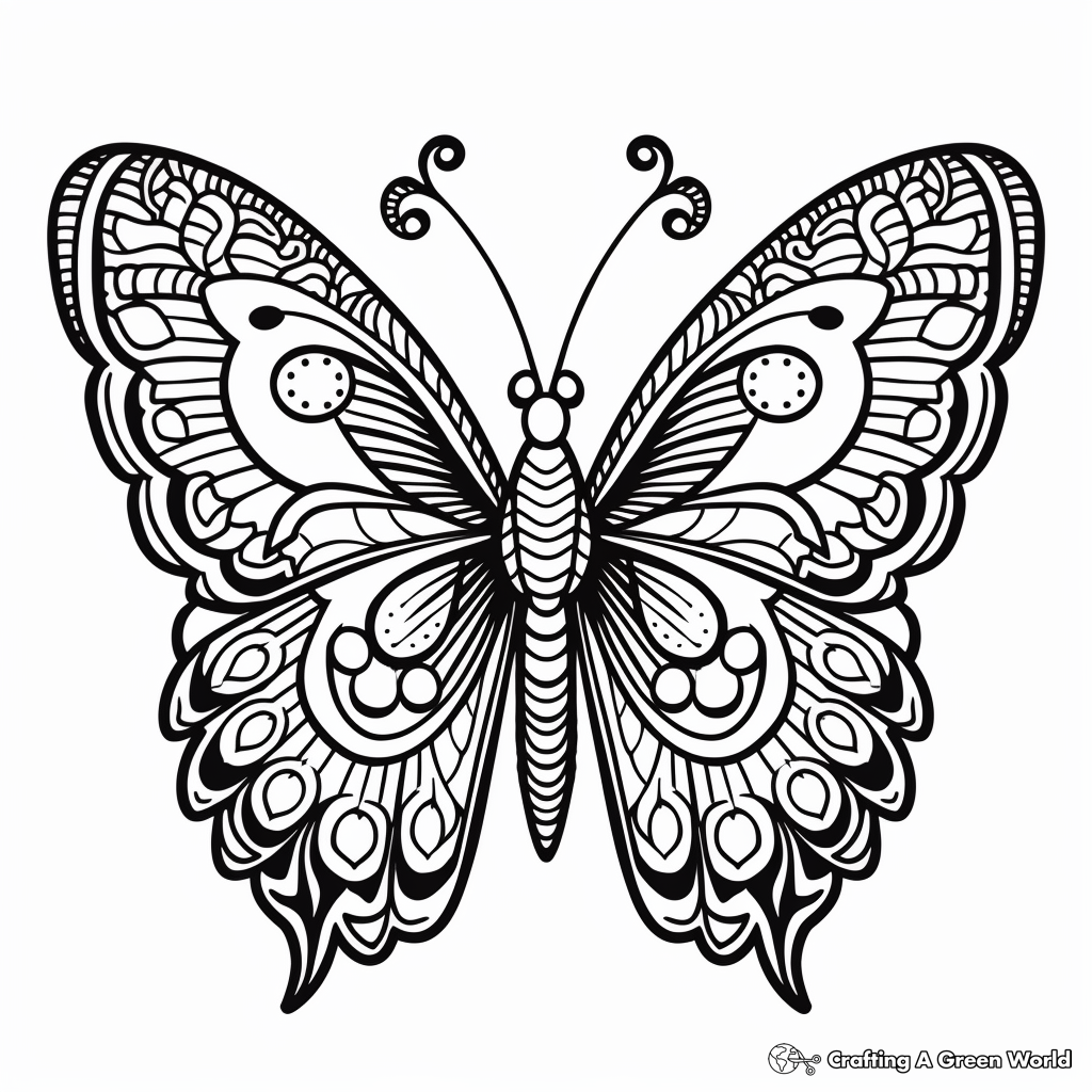 Exotic Queen Alexandra's Birdwing Butterfly Mandala Pages 3