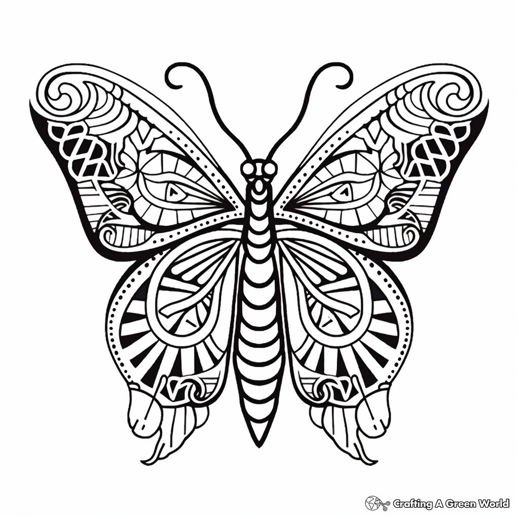Exotic Queen Alexandra's Birdwing Butterfly Mandala Pages 4