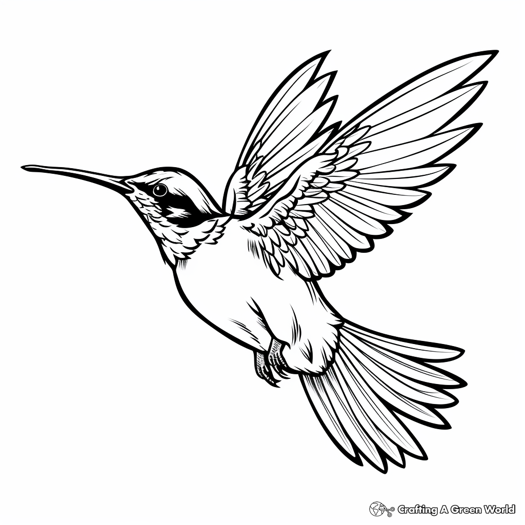 Exotic Ruby Throated Hummingbird Coloring Pages for Adults 1
