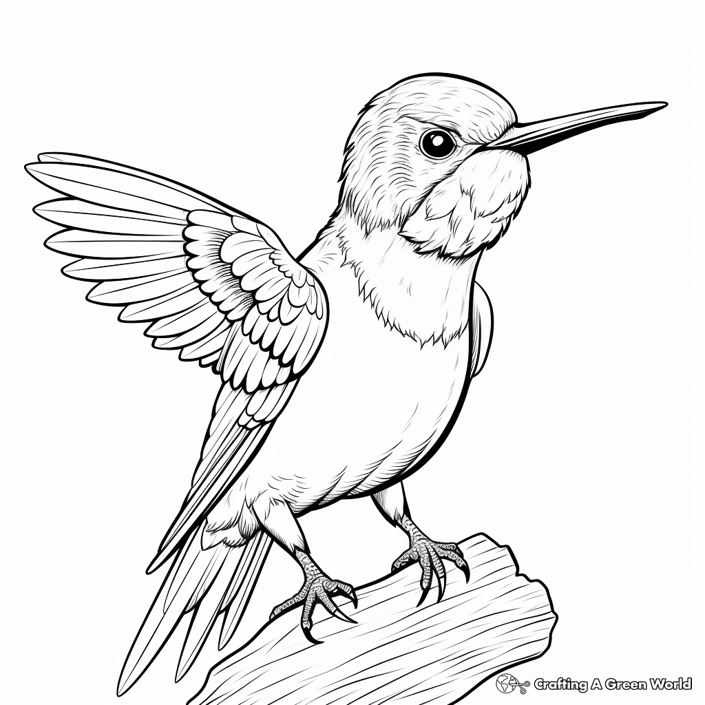Exotic Ruby Throated Hummingbird Coloring Pages for Adults 4