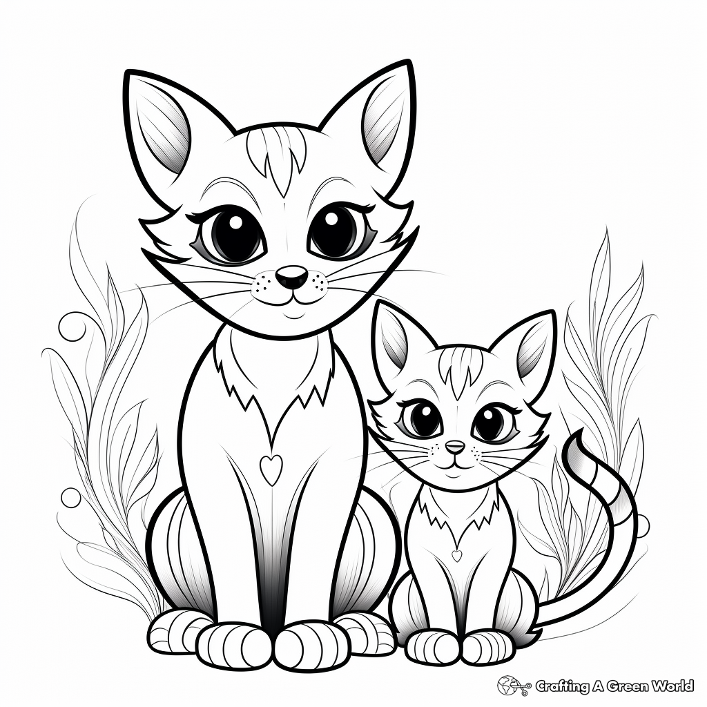 Exotic Russian Blue Kitties Coloring Pages 1