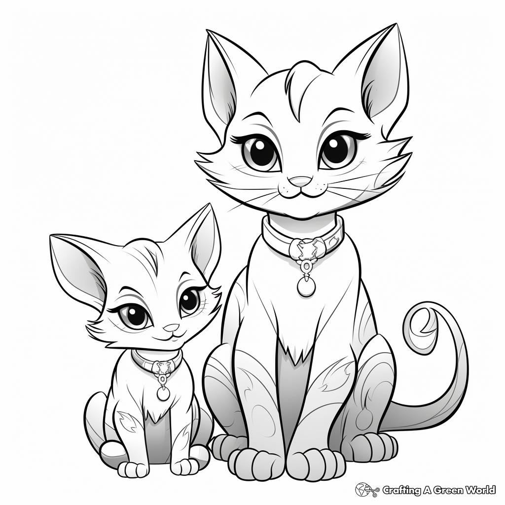 Exotic Russian Blue Kitties Coloring Pages 2