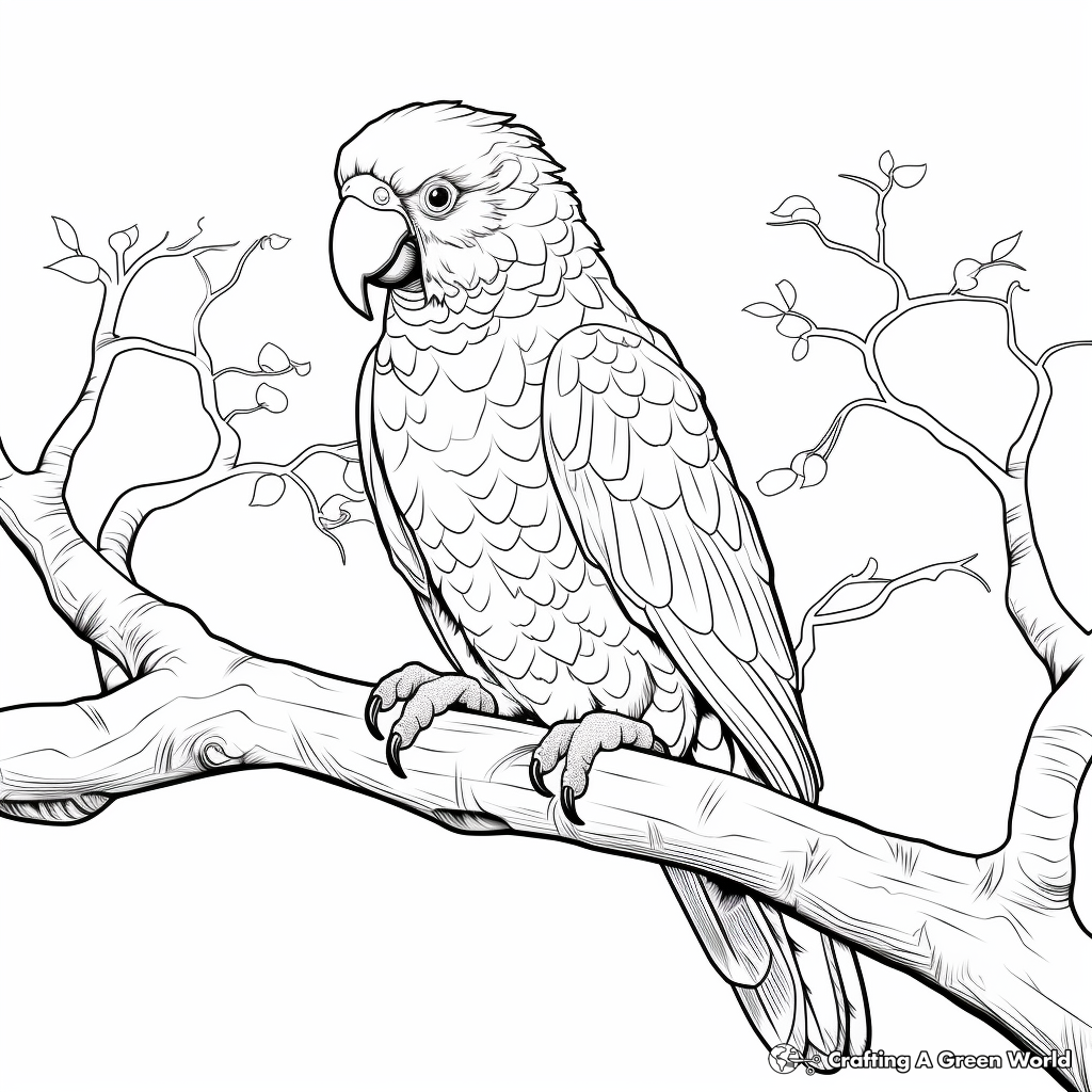 Exotic Scarlet Macaw Sitting on a Tree Coloring Page 4