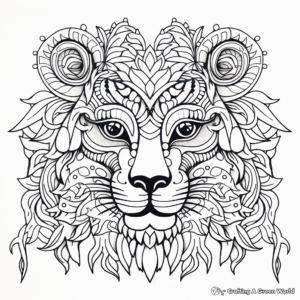 Exotic Symmetrical Animal Pattern Coloring Pages 1