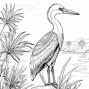 Exotic Tropical Blue Heron Coloring Pages 1