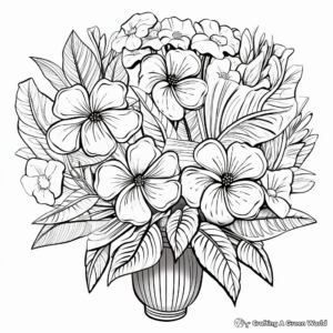 Exotic Tropical Bouquet Coloring Pages 1