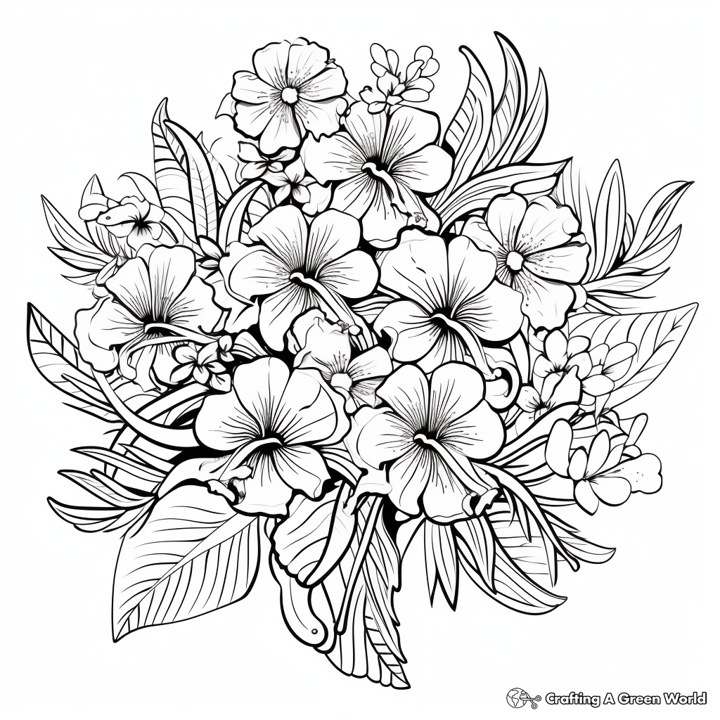 Exotic Tropical Bouquet Coloring Pages 3
