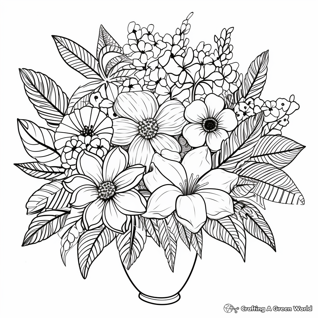 Exotic Tropical Bouquet Coloring Pages 4