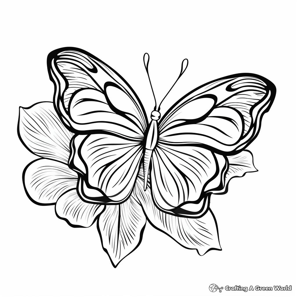 Exotic Tropical Flower and Butterfly Coloring Sheets 2