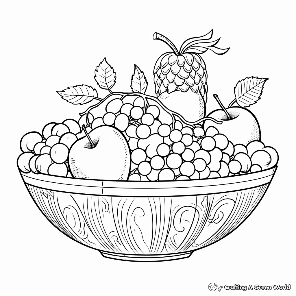 Exotic Tropical Fruit Basket Coloring Pages 1