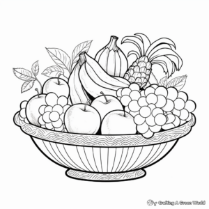 Exotic Tropical Fruit Basket Coloring Pages 2