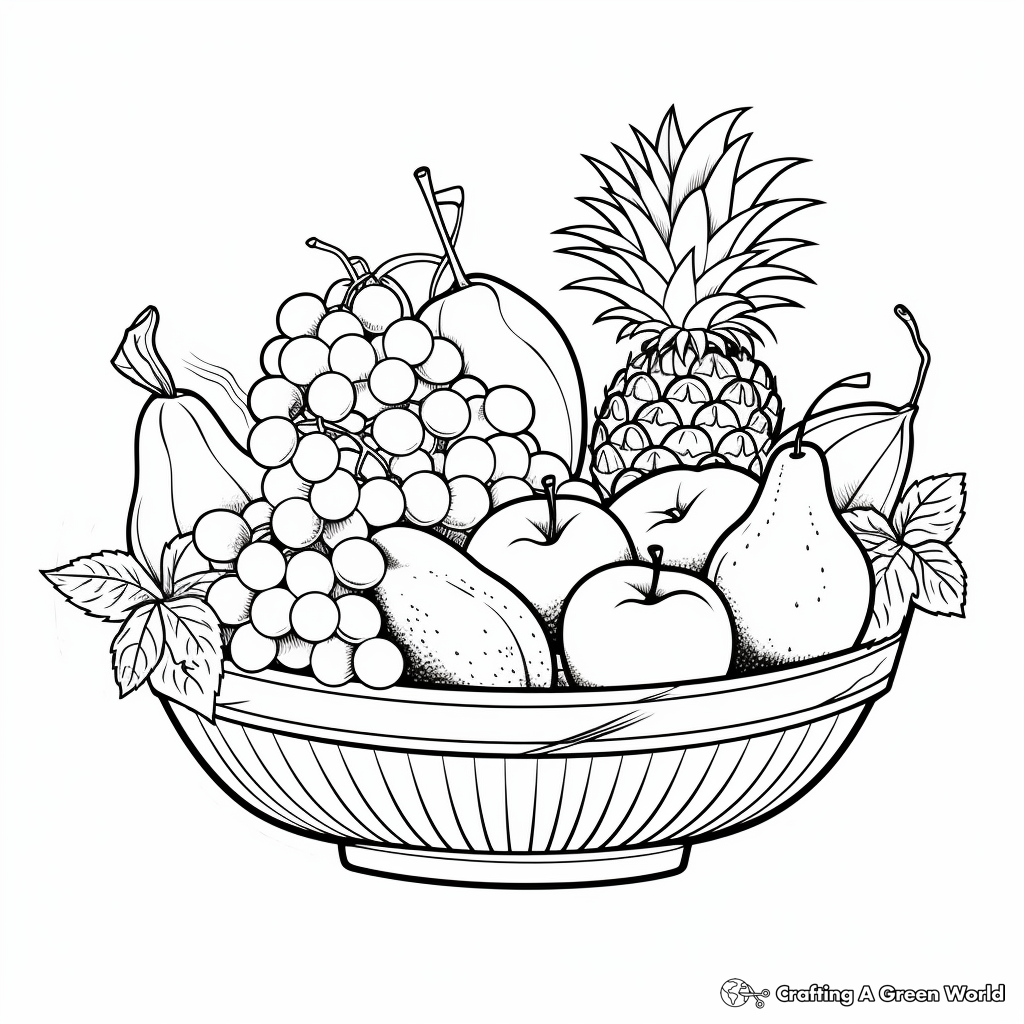Exotic Tropical Fruit Basket Coloring Pages 3
