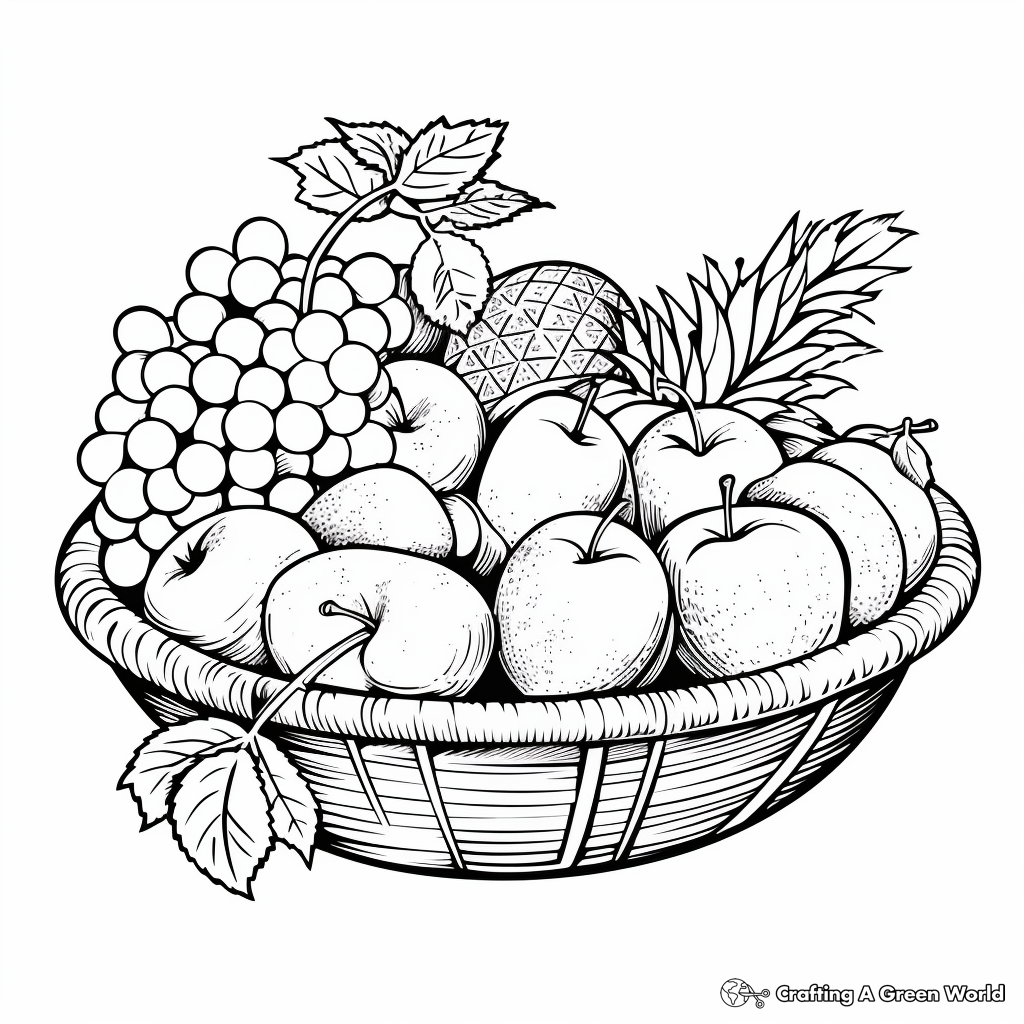 Exotic Tropical Fruit Basket Coloring Pages 4