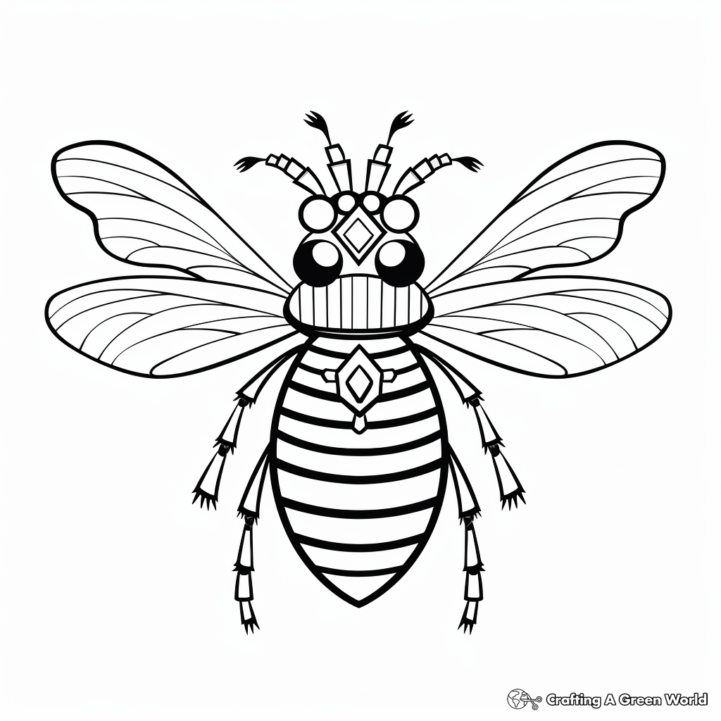 Exotic Tropical Queen Bee Coloring Pages 2