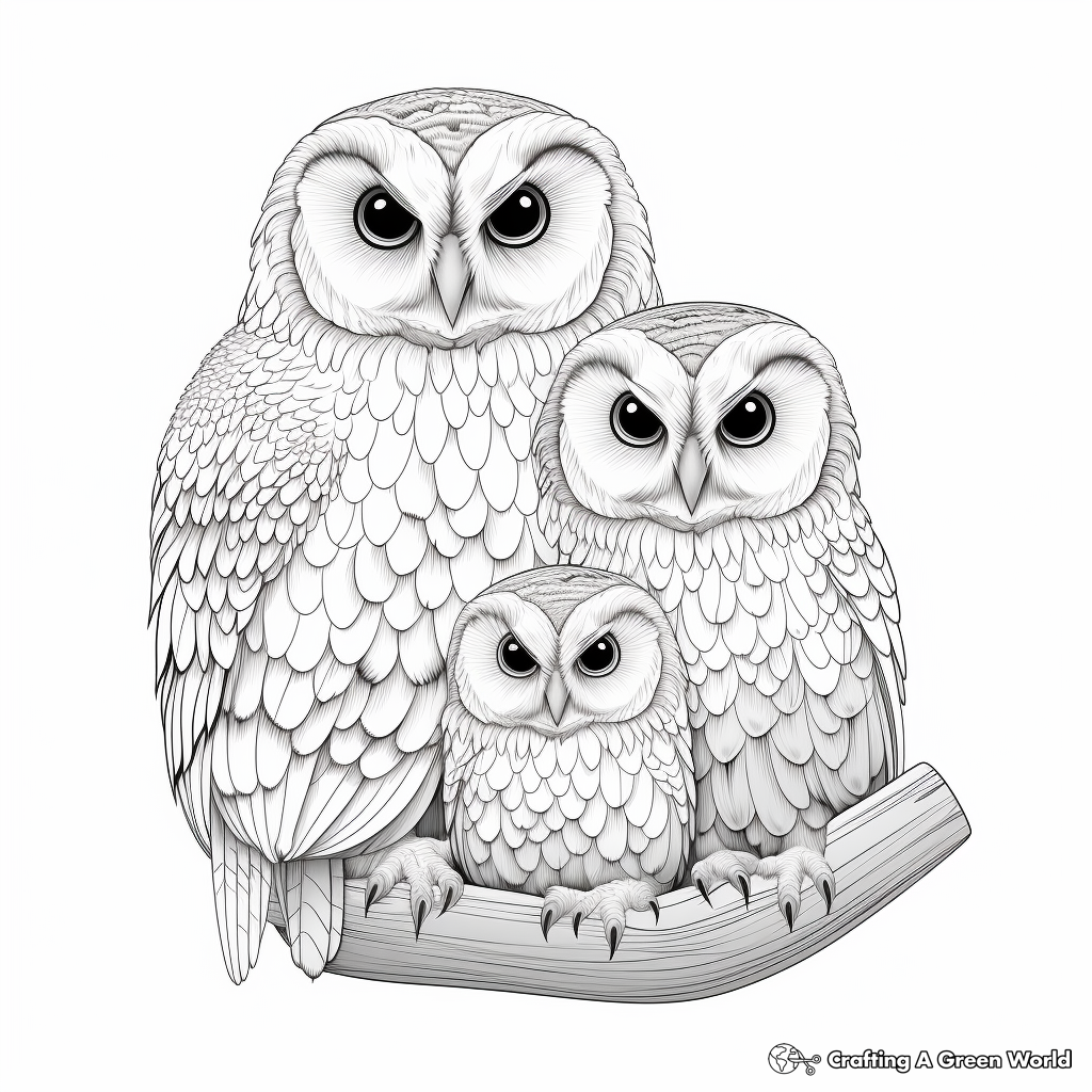Experience Serenity with Ural Owl Family Coloring Pages 2