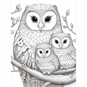 Experience Serenity with Ural Owl Family Coloring Pages 4