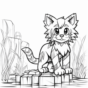 Explore The Wild: Minecraft Jungle Cat Coloring Pages 1