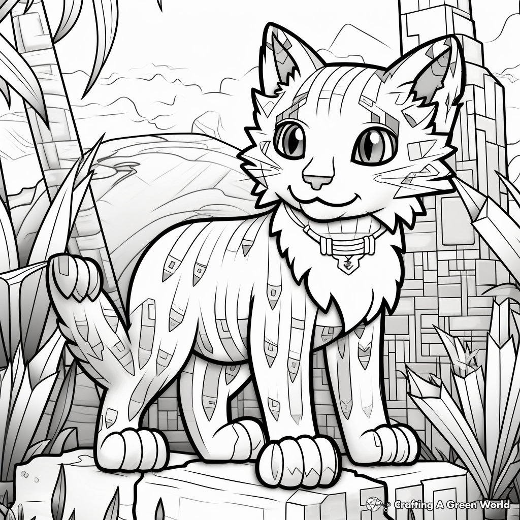 Explore The Wild: Minecraft Jungle Cat Coloring Pages 2