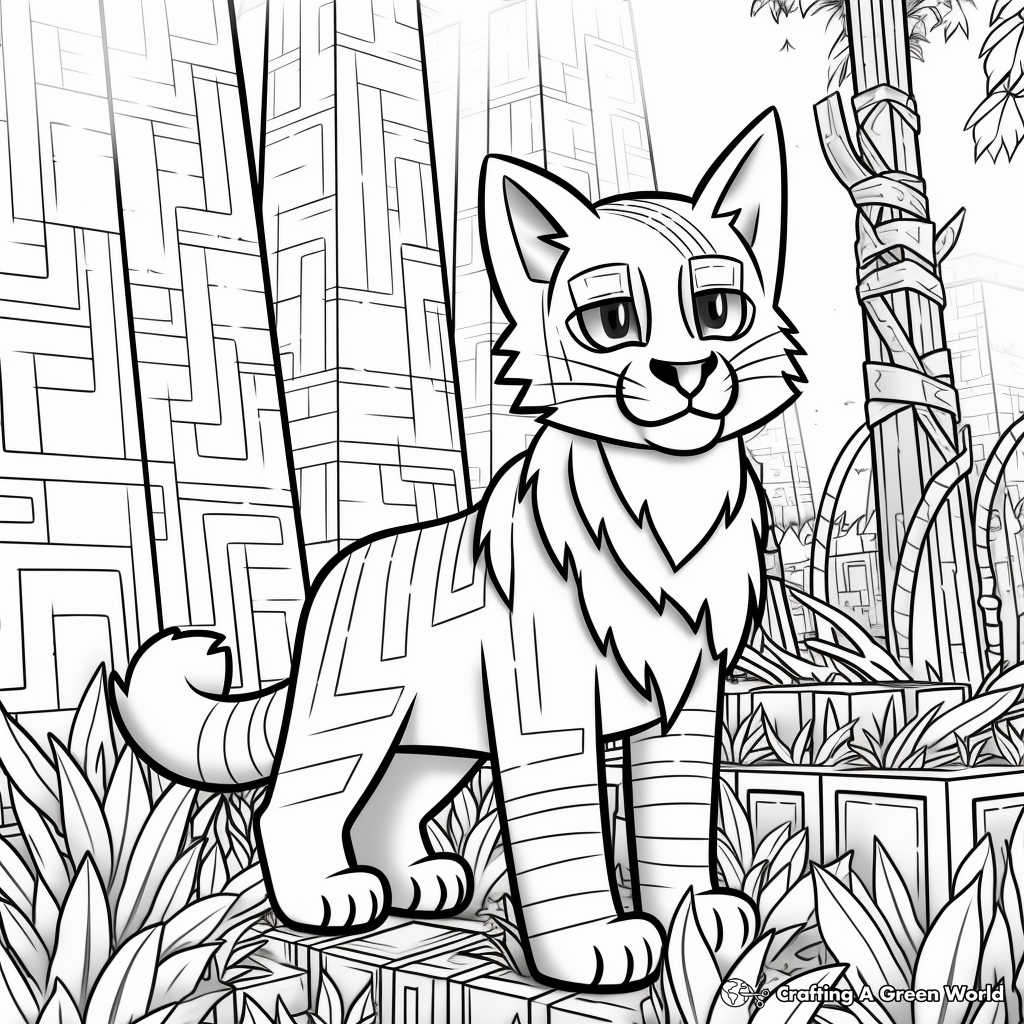Explore The Wild: Minecraft Jungle Cat Coloring Pages 3