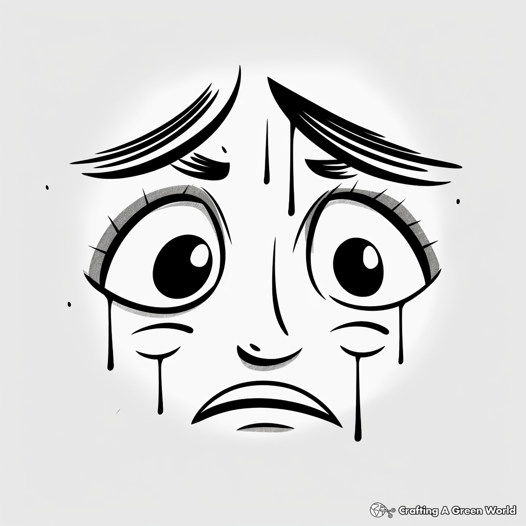 Expressive Crying Face Coloring Pages 1